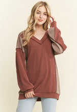 Rust Long Sleeve Urban Ribbed Color Block Knit Top
