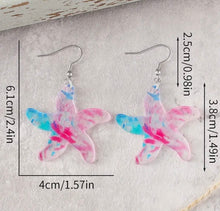 Watercolor Starfish Acrylic Dangle Earrings