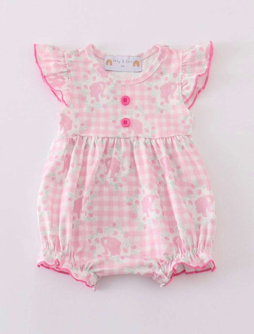 Pink Infant Girls Barbie Print Bubble Romper