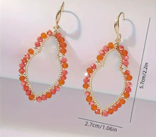 Orange Crystal Beaded Dangle Earrings