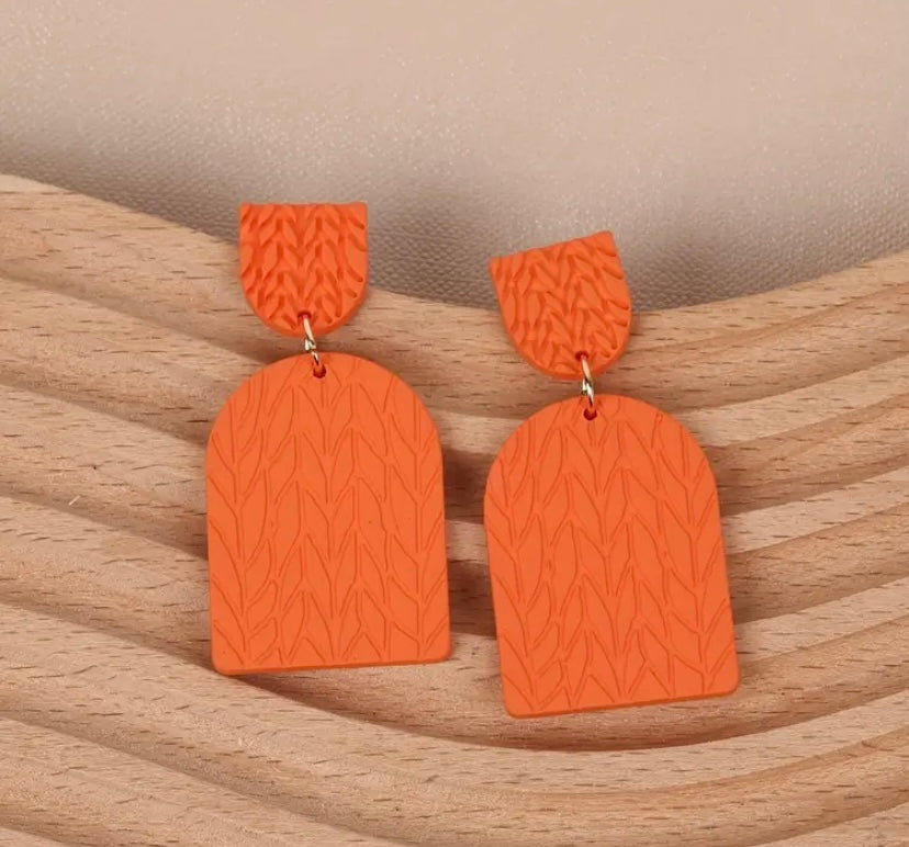 Orange Geometric Acrylic Dangle Earrings