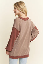 Rust Long Sleeve Urban Ribbed Color Block Knit Top