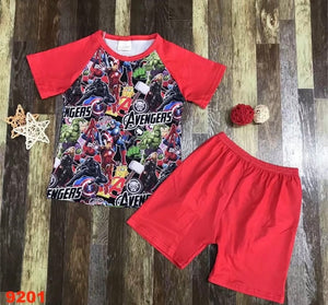 Boys Red Avengers 2pc Shorts Set