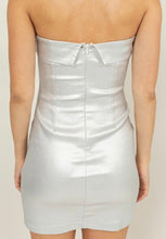 Silver Strapless Metallic Mini Dress