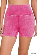 Hot Pink Washed Seamless High Waisted Shorts