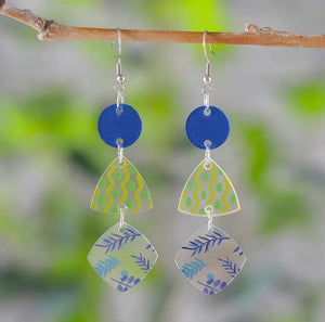 Blue Geometric Dangle Acrylic Earrings