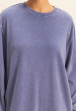 Dusty Indigo Long Sleeve Oversized Sweatshirt Dress