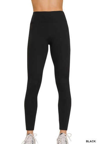 Black Microfiber Soft Waistband Full Length Leggings