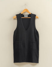 Black V-Neck Sleeveless Knit Mini Dress