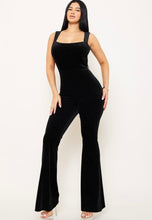 Black Glitter Velvet Open Back Jumpsuit