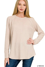Lt Mocha Baby Waffle Long Sleeve Top