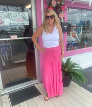 Hot Pink Tiered Smocked Waist Maxi Skirt