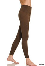 Brown Brushed Microfiber Full Length Leggings