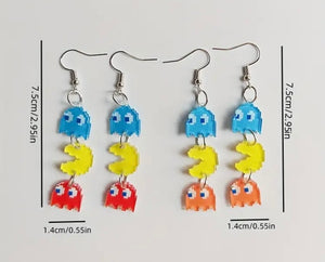 Pac-Man Acrylic Dangle Earrings