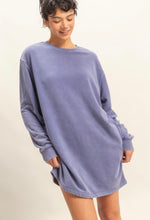 Dusty Indigo Long Sleeve Oversized Sweatshirt Dress