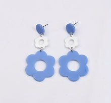 Blue Acrylic Hollow Flower Dangle Earrings