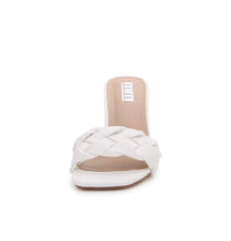 White Single Braided Strap High Chunk Heeled Sandals
