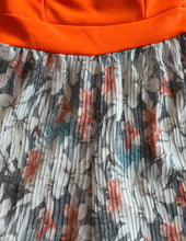 Neon Orange Sweetheart Neckline with Floral Pleated Shorts Romper
