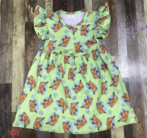 Green Girls Scooby Doo Flutter Sleeve Dress