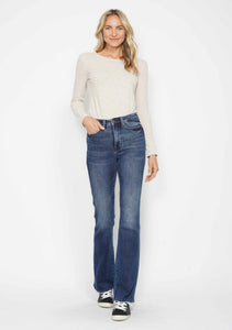 Judy Blue Dark Blue Short HW Tummy Control Boot Cut Jeans