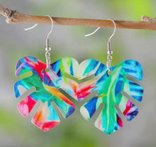 Watercolor Palm Leaf Acrylic Dangle Earrings