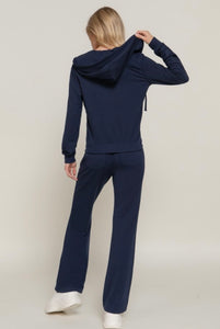 Navy Long Sleeve Hooded Jacket & Pants Set