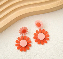 Orange Flower Dangle Acrylic Earrings