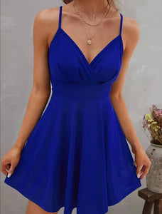 Royal Blue Surplice A-Line Mini Dress