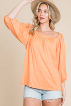 Black Square Neck 3/4 Sleeve Relaxed Top