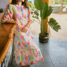 Coral Cove White Riley 3/4 Sleeves Midi Dress