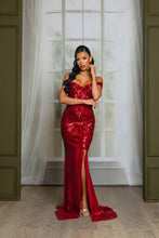 Royal Blue Sequin Off Shoulder Maxi Prom Dress