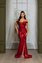 Royal Blue Sequin Off Shoulder Maxi Prom Dress
