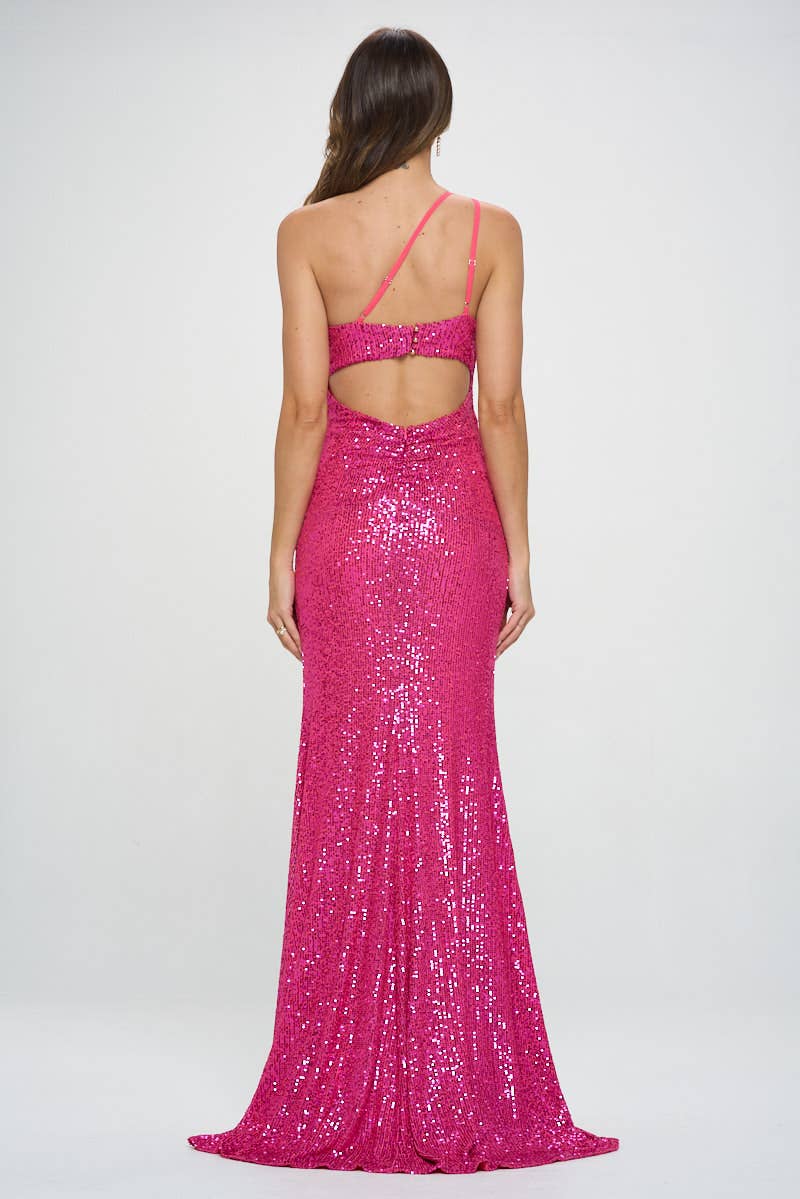 magenta one shoulder dress Next Chapter / L (10-12) and a silhouette that does everything right A-Line Fuchsia One Shoulder Keyhole