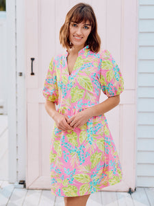 Pink Catalina Vine Time Puff Sleeve A-Line Dress