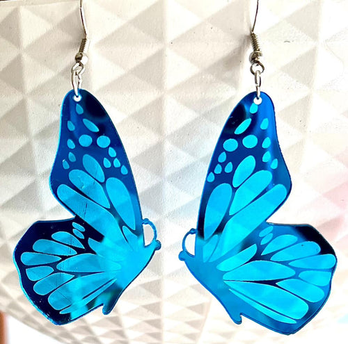 Blue Acrylic Dangle Butterfly Earrings
