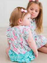 RuffleButts Baby Girls Vibrant Flamingo Classic Ruffle Bubble Romper