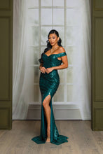 Royal Blue Sequin Off Shoulder Maxi Prom Dress