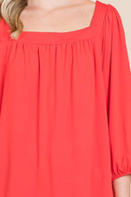 White Square Neck 3/4 Sleeve Relaxed Top