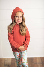 Girls Rust Pocket Ruffle Hoodie Sweatshirt & Matching Leggings Fall Set