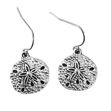 Silver Sand Dollar Dangle Earrings on "Life's a Beach" Card