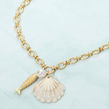 White Shell Pearl Fish Charm Pendant Necklace