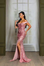 Royal Blue Sequin Off Shoulder Maxi Prom Dress