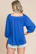 Cobalt Blue Square Neck Flare 3/4 Sleeve Top