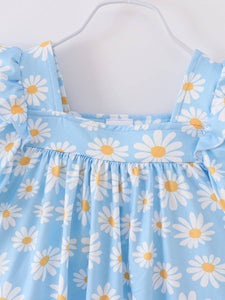 Light Blue Daisy Tassel Girl Dress