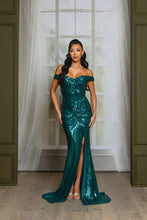 Royal Blue Sequin Off Shoulder Maxi Prom Dress