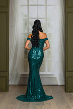 Royal Blue Sequin Off Shoulder Maxi Prom Dress