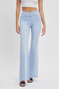 Cello High Rise Flare Jeans with Wide Waistband