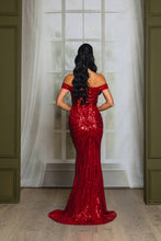 Royal Blue Sequin Off Shoulder Maxi Prom Dress