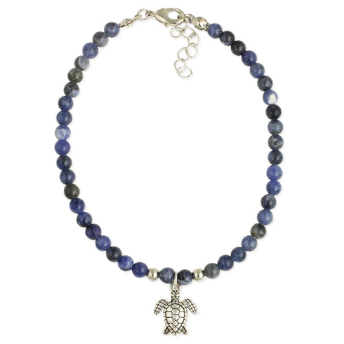 Wave Rider Sea Turtle & Blue Stone Anklet