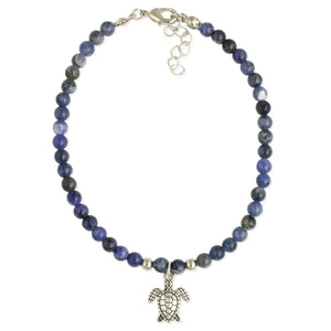 Wave Rider Sea Turtle & Blue Stone Anklet